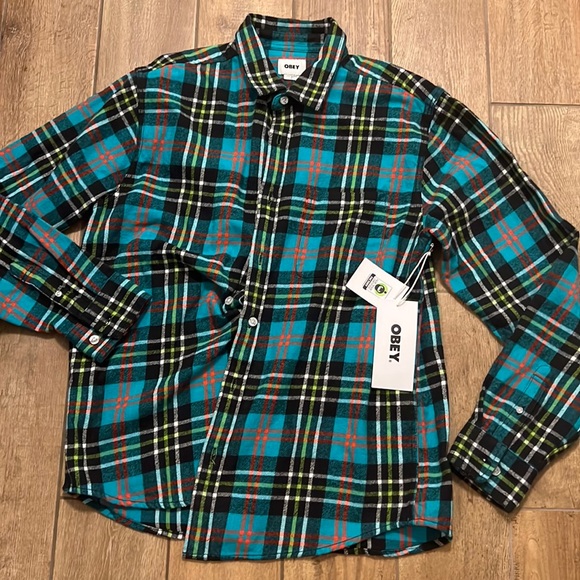 OBEY plaid shirt. Thick organic cotton. Great color pattern - Picture 1 of 6